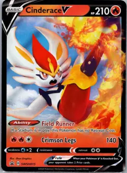 Pokemon TCG Cinderace V SWSH015 SWSH Black Star Promos NM - Image 1