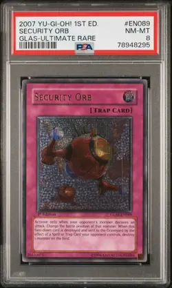 2007 YUGIOH 1ST ED SECURITY ORB GLAS-EN089 ULTIMATE RARE PSA 8 - Image 1