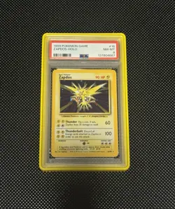 1999 POKEMON BASE SET UNLIMITED #16 ZAPDOS-HOLO PSA 8 - Image 1
