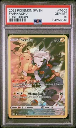 2022 POKEMON SWORD & SHIELD LOST ORIGIN #TG05 FULL ART/PIKACHU PSA 10 - Image 1