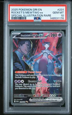 2025 POKEMON DRI EN-DESTINED RIVALS #231 TEAM ROCKET'S MEWTWO EX PSA 10 - Image 1