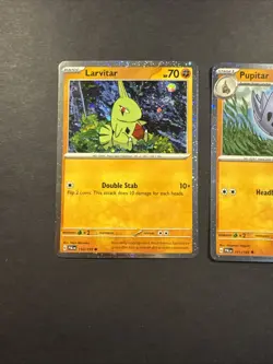 Pokemon PAL 110/193 Larvitar, 111/193 Pupitar, Tyranitar 135/193 Cosmos Holos - Image 2
