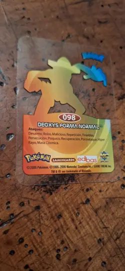 Deoxys Forma Normal 098 Pokemon Lamincards Edibas - ESP - EXC - Image 2