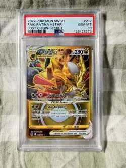 Pokemon Giratina VSTAR Secret Rare Full Art Holo PSA 10 212/196 Lost Origin 2022 - Image 1
