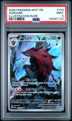 2025 POKEMON WHT EN-WHITE FLARE ILLUSTRATION RARE #143 ZOROARK PSA 9 - Image 1