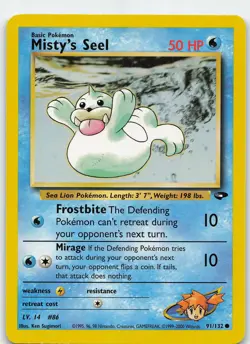 Misty's Seel 091/132 Common Unlimited Gym Challenge LP Pokemon - Image 1
