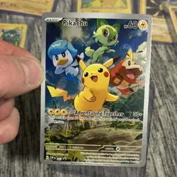 Pokemon Pikachu Promo Full Art Holo SVP Black Star 027 60 HP Adventuring Togeth… - Image 1