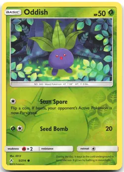 Oddish 5/214 Common Unbroken Bonds Pokemon Reverse Holo Near Mint - Image 1