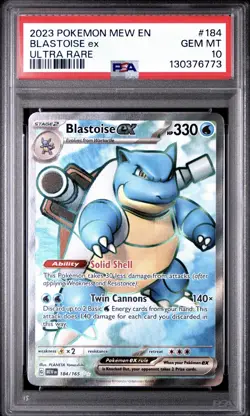 PSA 10 Blastoise ex Full Art 184/165 MEW Pokemon Scarlet & Violet 151 - Image 1