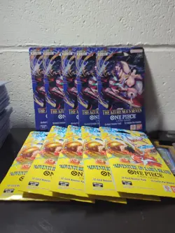 Lot of 10x One Piece Sleeved Booster: OP 14 Azures x5 & Kami’s Island OP15 x5 - Image 1
