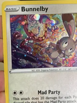 POKEMON BUNNELBY #SWSH082 PROMO BLACK STAR COSMOS HOLOFOIL WITH SWIRL CARD - Image 3