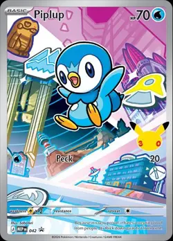 Pokemon TCG Piplup Black Star Promo 042 Holo Promo - Image 1