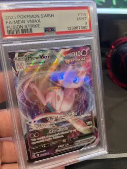 Pokemon TCG SWSH 2021 Fusion Strike Mew VMAX Ultra Rare Card #114/264 PSA 9 Mint - Image 1