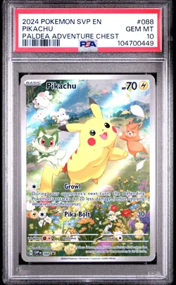 2024 POKEMON SVP EN-SV BLACK STAR PROMO PALDEA ADVENTURE CHEST PIKACHU PSA 10 - Image 1