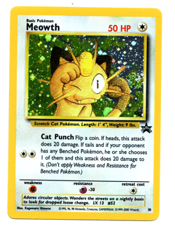 Pokemon TCG Game Boy GB Meowth Black Star Promo #10 Holo Swirl Crease Medium Pla - Image 1