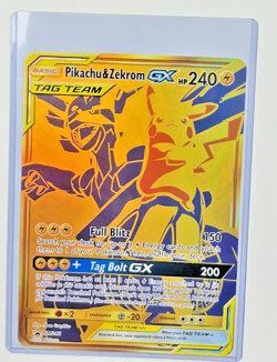 Pokemon TCG PIKACHU & ZEKGROM GX Jumbo Oversized Black Star Promo #SM248 - Image 1