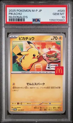 2025 POKEMON JAPANESE M-P PROMO MCDONALD'S #020 PIKACHU PSA 10 - Image 1