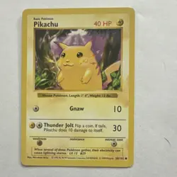Wizards Pokemon TCG Pikachu Base Set (Shadowless) 058/102 Common HP40 1999 Basic - Image 1