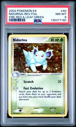 2004 POKEMON EX FIRE RED & LEAF GREEN #40 NIDORINA-REVERSE FOIL PSA 8 - Image 1