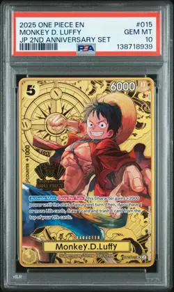 2025 ONE PIECE ST13-015 JAPANESE 2ND ANNIVERSARY SET MONKEY D LUFFY ENG PSA 10 - Image 1
