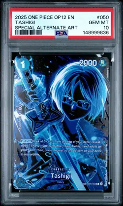 2025 ONE PIECE OP12 LEGACY OF THE MASTER OP06-050 TASHIGI SP ALT ART PSA 10 - Image 1