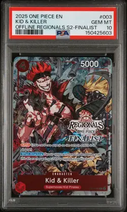 2025 ONE PIECE OFFLINE REGIONALS FINALIST #003 KID & KILLER PROMO PSA 10 - Image 1