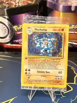 Factory Sealed, Pokemon TCG Machamp Holo Rare Card Base Set 8/102, 1st Edition - Image 1