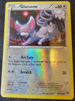 Reverse Holo Foil Glameow # 93/122 XY: Breakpoint Set Pokemon Cards NM/MINT - Image 1