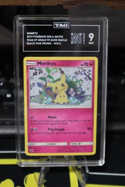 MIMIKYU 2019 Pokemon Sun Moon Team Up Holo Blister Black Star Promo SM163 TAG 9 - Image 1