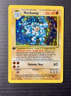 Pokemon TCG Machamp Holo Rare 1st Edition Base Set #8/102 NM MINT Condition - Image 2