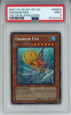 2007 YUGIOH 1ST ED TAEV-EN083 CRANIUM FISH SECRET RARE PSA 9 MINT #75753378 - Image 1