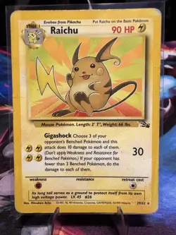 Pokemon Raichu 90HP Fossil 29/62 Rare Regular Unlimited Card - Image 1