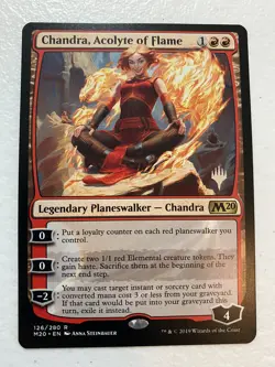 1x CHANDRA, ACOLYTE OF FLAME *PROMO* MTG M20 MT/NM PW Stamp EDH COMMANDER - Image 1