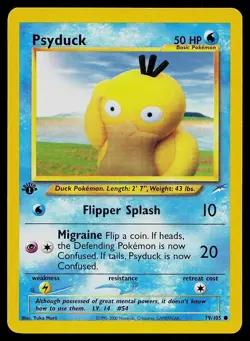 Pokemon Card Neo Destiny Psyduck 79/105 1st Edition Common - Image 1