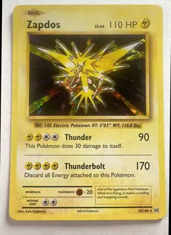 2016 Pokemon XY Evolutions Zapdos #42/108 Holo - Image 1