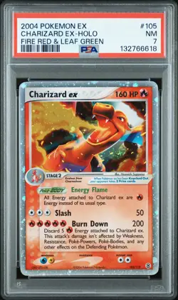 2004 POKEMON EX FIRE RED & LEAF GREEN #105 CHARIZARD EX-HOLO PSA 7 - Image 1