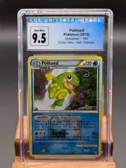 2010 Pokemon Unleashed Politoed Reverse Holo #7 CGC Gem 9.5/10 National Champ - Image 1