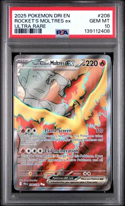 2025 POKEMON DRI EN-DESTINED RIVALS ULTRA RARE TEAM ROCKET'S MOLTRES EX PSA 10 - Image 1