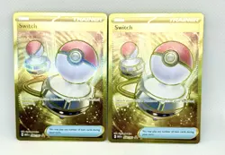 Two (2) 2023 Pokemon Scarlet & Violet 151 #206/165 Switch Gold Hyper - Image 1