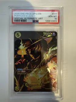 2025 One Piece OP12 En Portgas D Ace Special Alternate Art #011 PSA 10 Gem Mint - Image 1