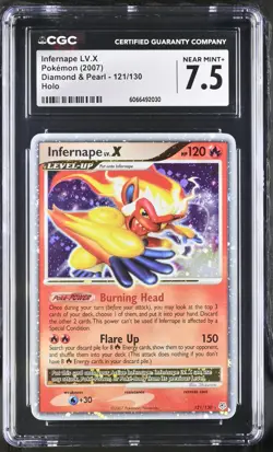 Infernape LV.X 121/130 Diamond and Pearl Holo SWIRL CGC 7.5 Pokemon Card - Image 1
