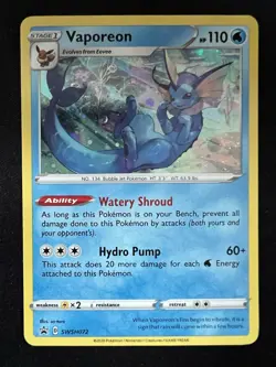Vaporeon SWSH072 Holo SWSH: Sword & Shield Promo Cards - Pokemon Card TCG - Image 1