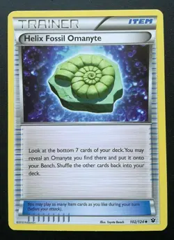 POKEMON CARD HELIX FOSSIL OMANYTE 102/124 ITEM TRAINER POKEMON TCG CCG - Image 1