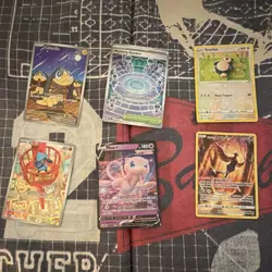 Pokemon TCG 6 Card Lot Mew V, Snorlax, Articuno, Riolu, Kibuguda Foil Full Art - Image 1