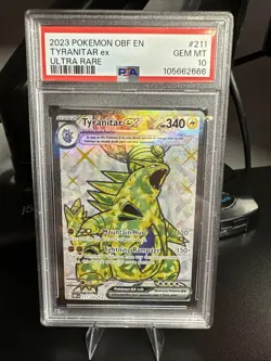 Pokemon Tyranitar ex 211/197 SV03: Obsidian Flames Ultra Rare Holo PSA 10 - Image 1