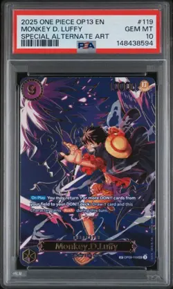 LOT OF 2 ONE PIECE MONKEY D. LUFFY OP09-119 WANTED & OP13-119 SP ALT ART PSA 10 - Image 5