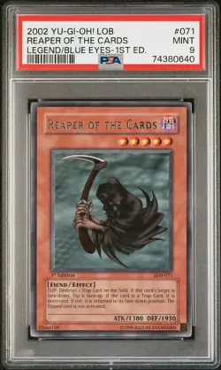 2002 YuGiOh Reaper of the Cards PSA 9 MINT 1st Ed LOB-071 Legend of Blue-Eyes - Image 1