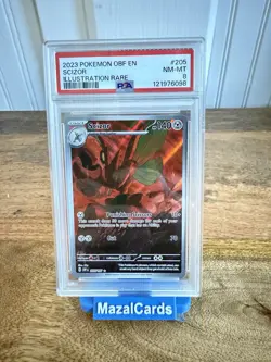 2023 Pokemon OBF EN Scizor Illustration Rare #205 PSA 8 - Image 1