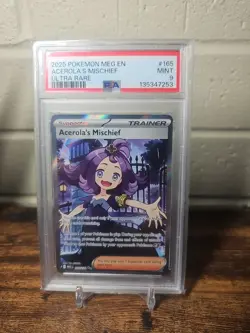 Acerola's Mischief Mega Evolutions Pokemon TCG 165/132 Full Art Ultra Rare PSA 9 - Image 1