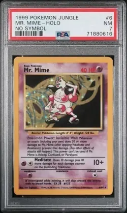 Pokemon Jungle #6 Mr. Mime Holo No Symbol PSA 7 1999 - Image 1